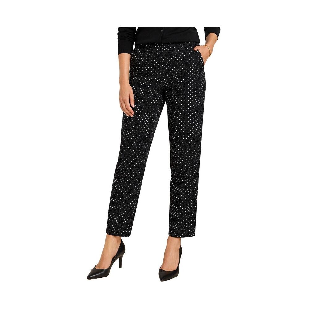 Talbots Chatham Ankle Pant Black White Polka Dot Size 6 Stretch Minimalist Sleek